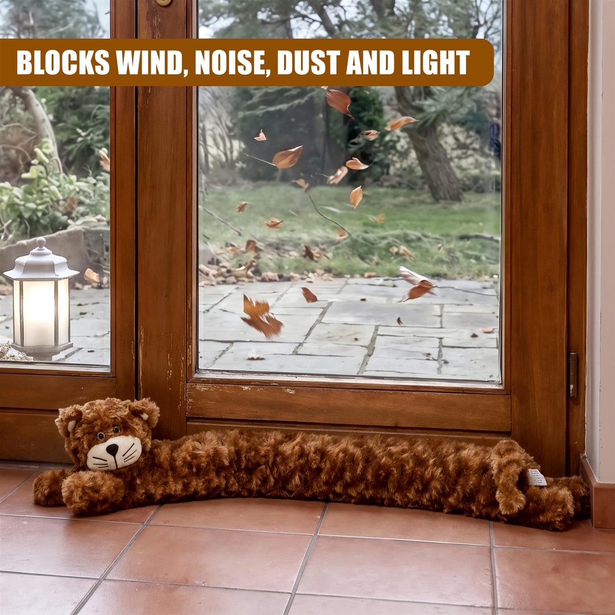 Novelty Draught Excluder for Doors Brown Cat Design