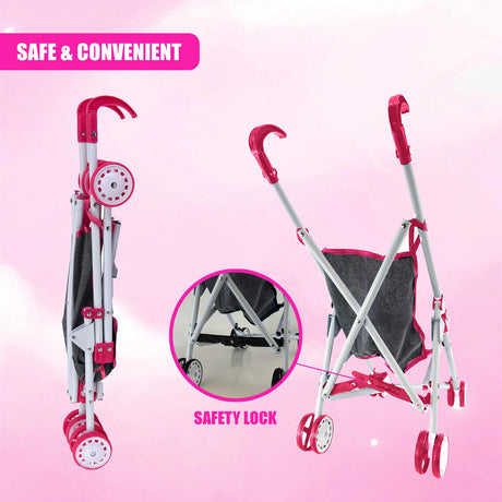Pink Baby Doll Foldable Stroller by BiBi Doll - UKBuyZone