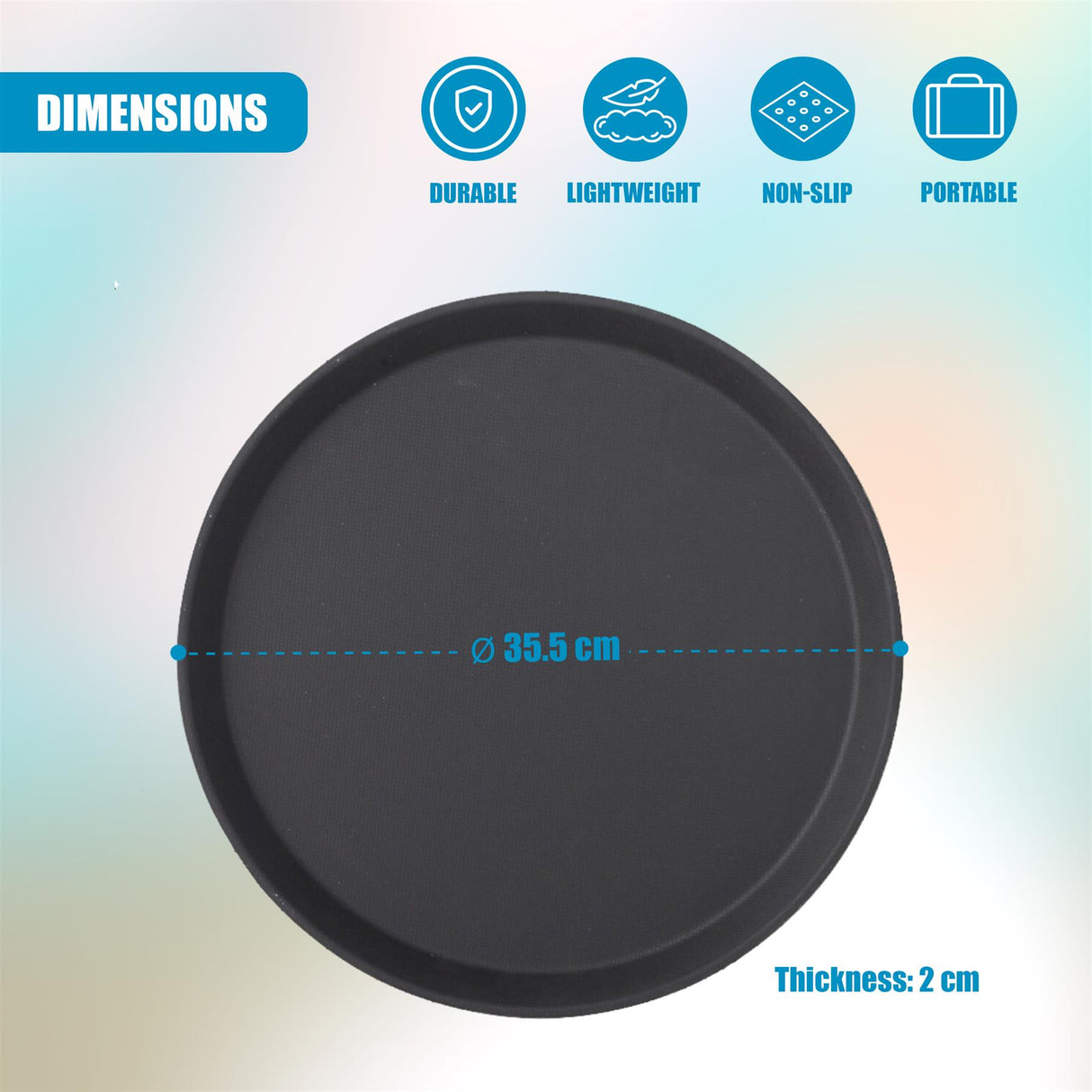 Non-Slip Black Textured Serving Tray