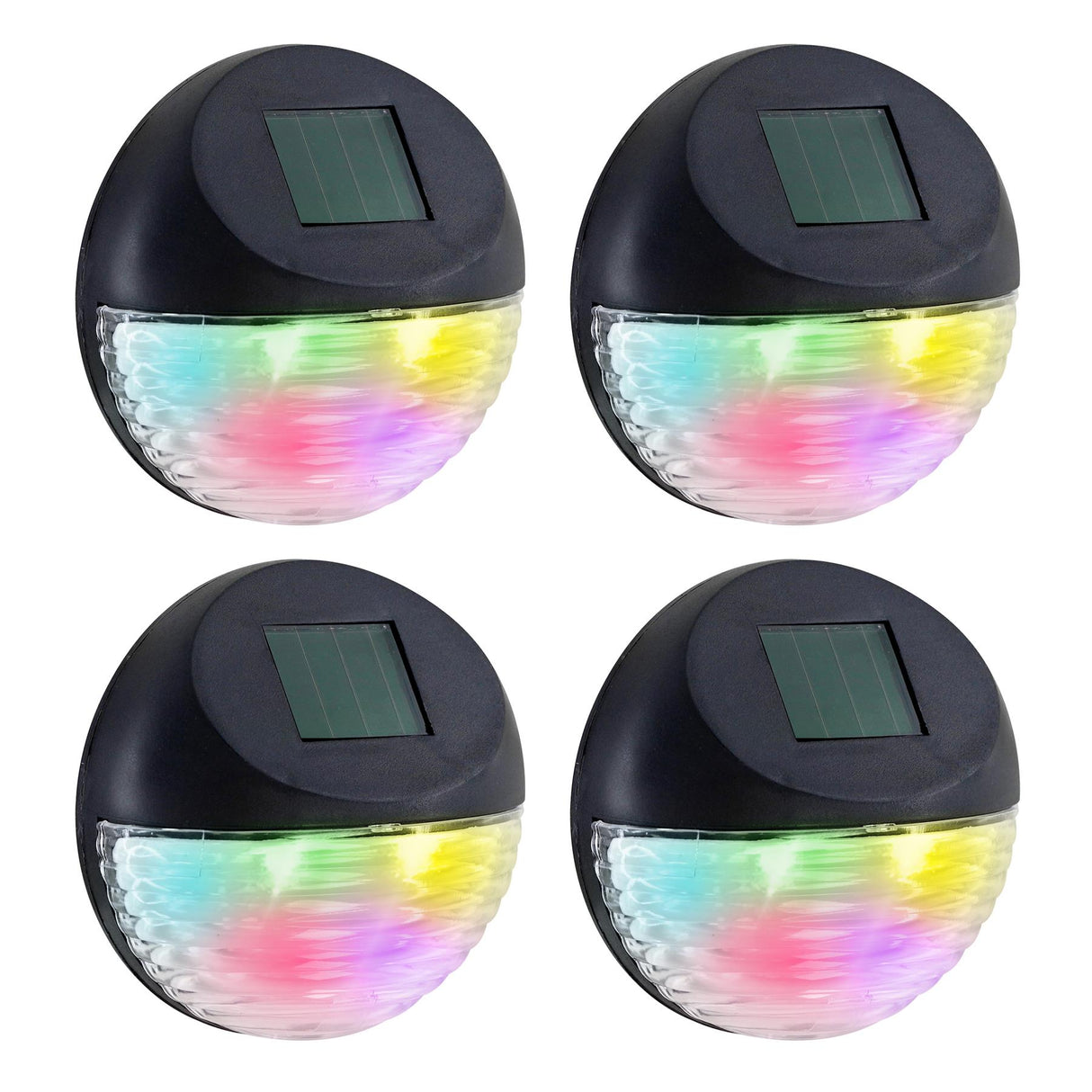 Solar Fence Lights, Set of 4 – RGB LED, Black by GEEZY - UKBuyZone