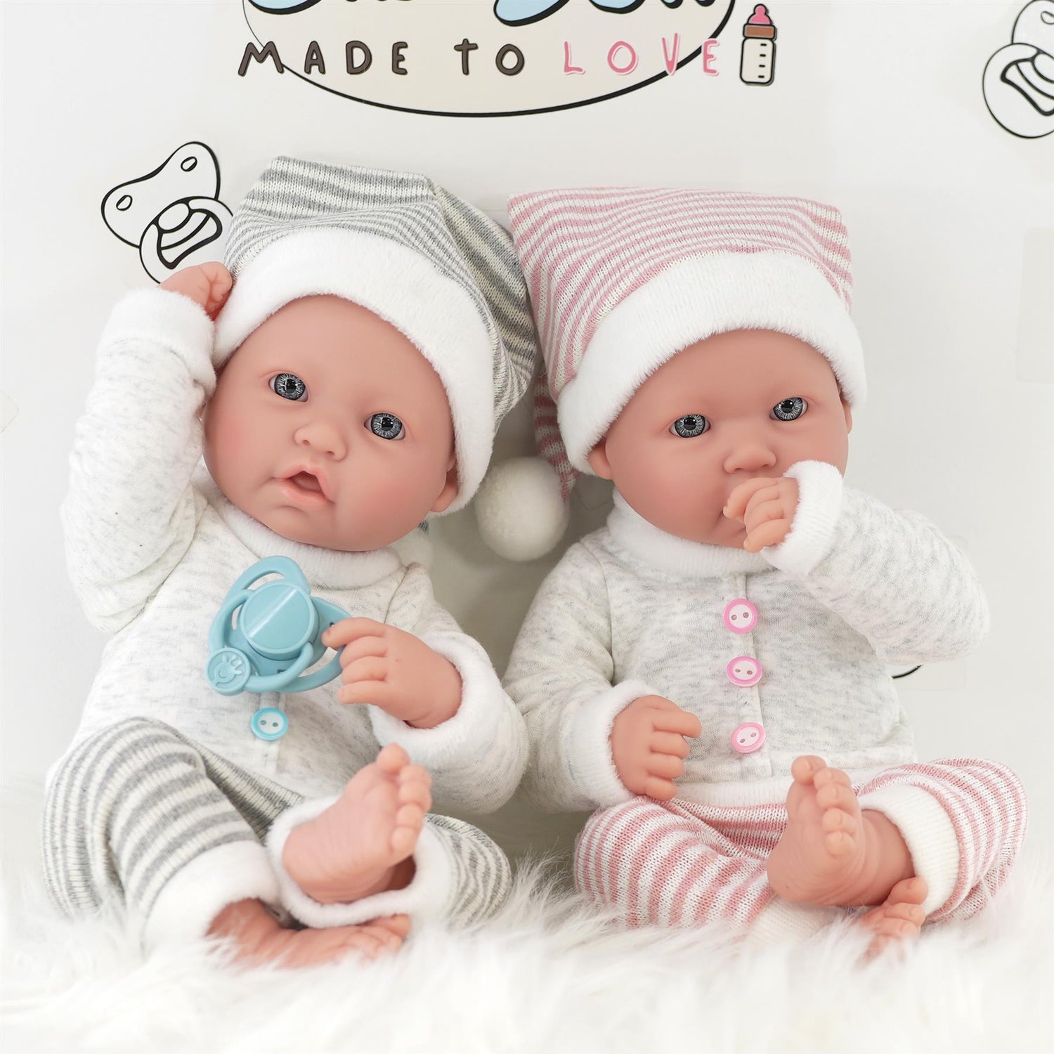 Twin Baby Dolls Dummy and Feeding Set