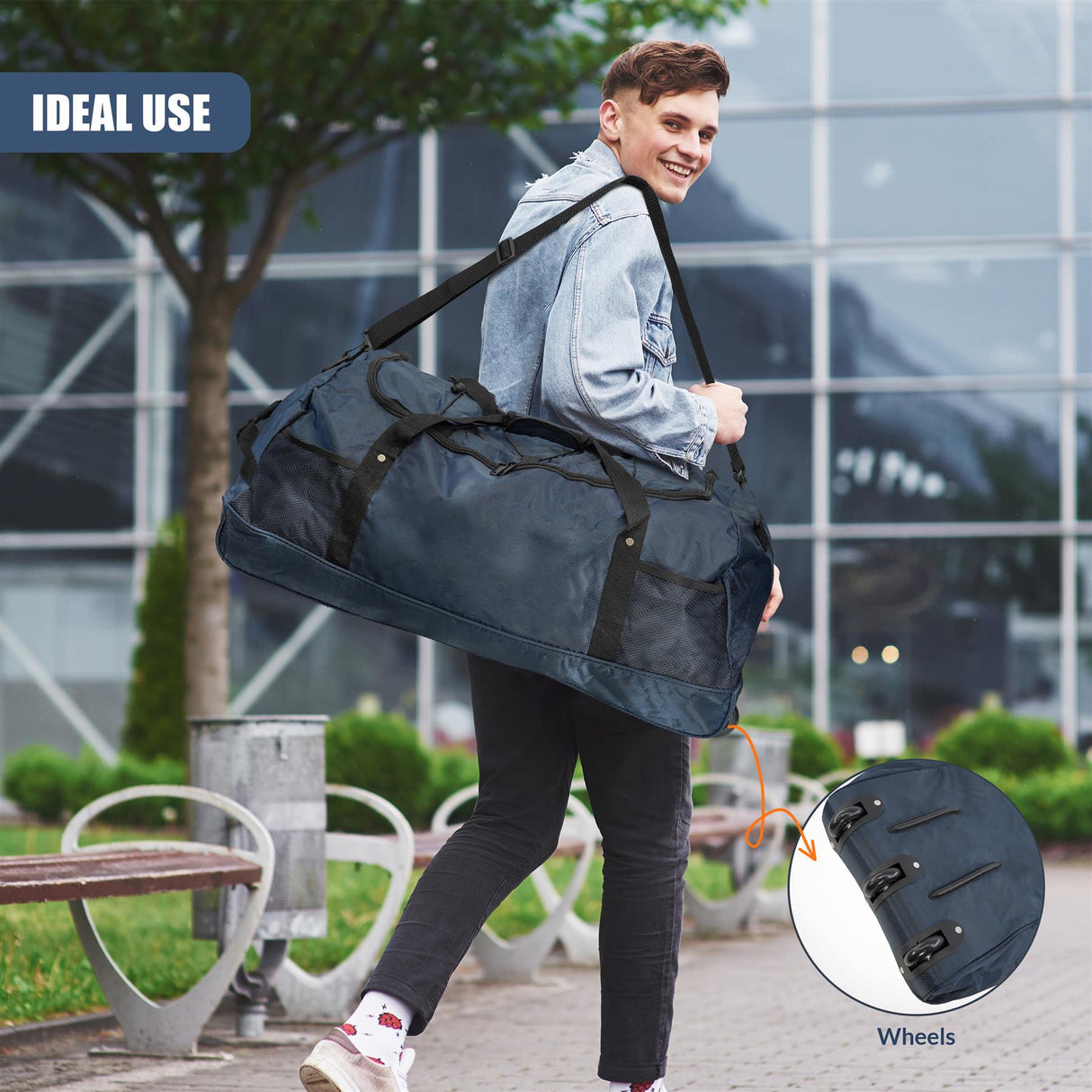 Large Foldable Duffle Bag with Wheels by GEEZY - UKBuyZone
