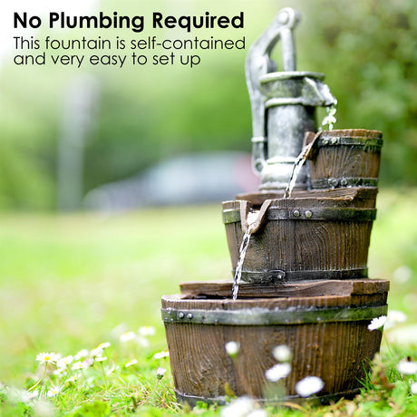 Pump Barrel Water Feature Outdoor With LED by GEEZY - UKBuyZone