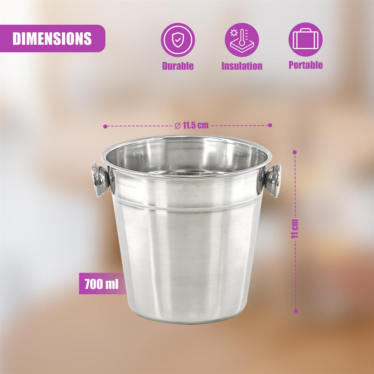 Mini Ice Bucket with Handles by GEEZY - UKBuyZone