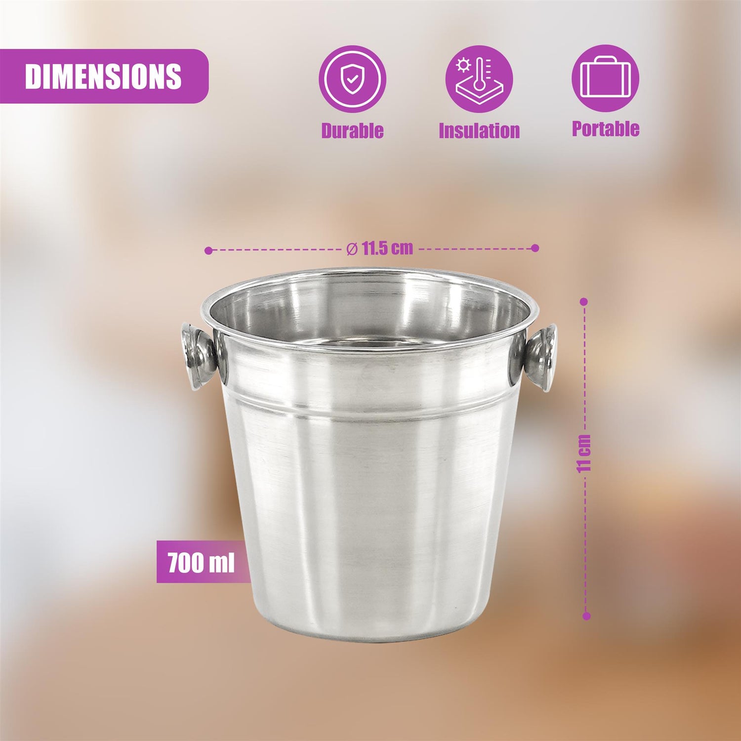 Mini Ice Bucket with Handles by GEEZY - UKBuyZone