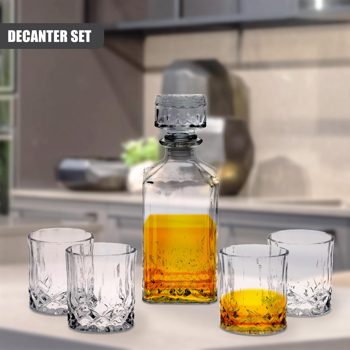 Whiskey Decanter Set - 5 Pieces by GEEZY - UKBuyZone