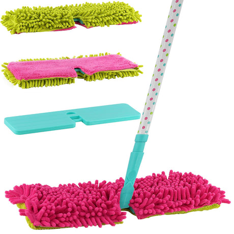 Double-Sided Microfibre Mop + 1 FREE Mop Pad Refill by Geezy - UKBuyZone