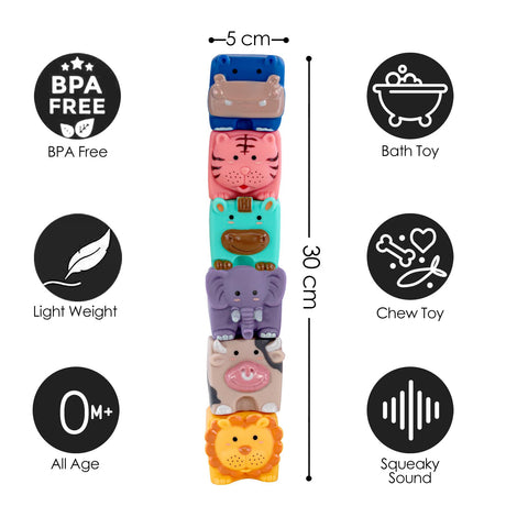 6 Pieces Stacking Building Blocks With Squeaky Sound by The Magic Toy Shop - UKBuyZone