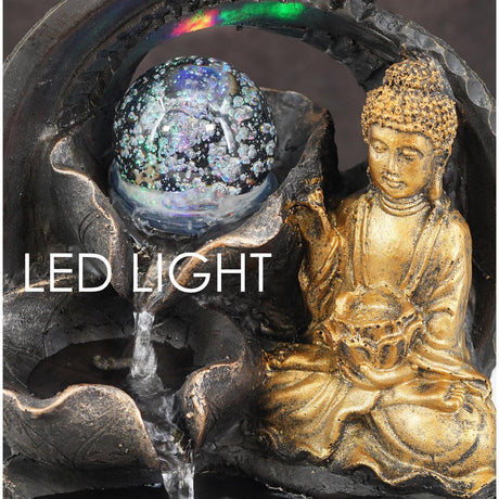 Buddha Crystal Ball Water Feature Indoor With LED by GEEZY - UKBuyZone
