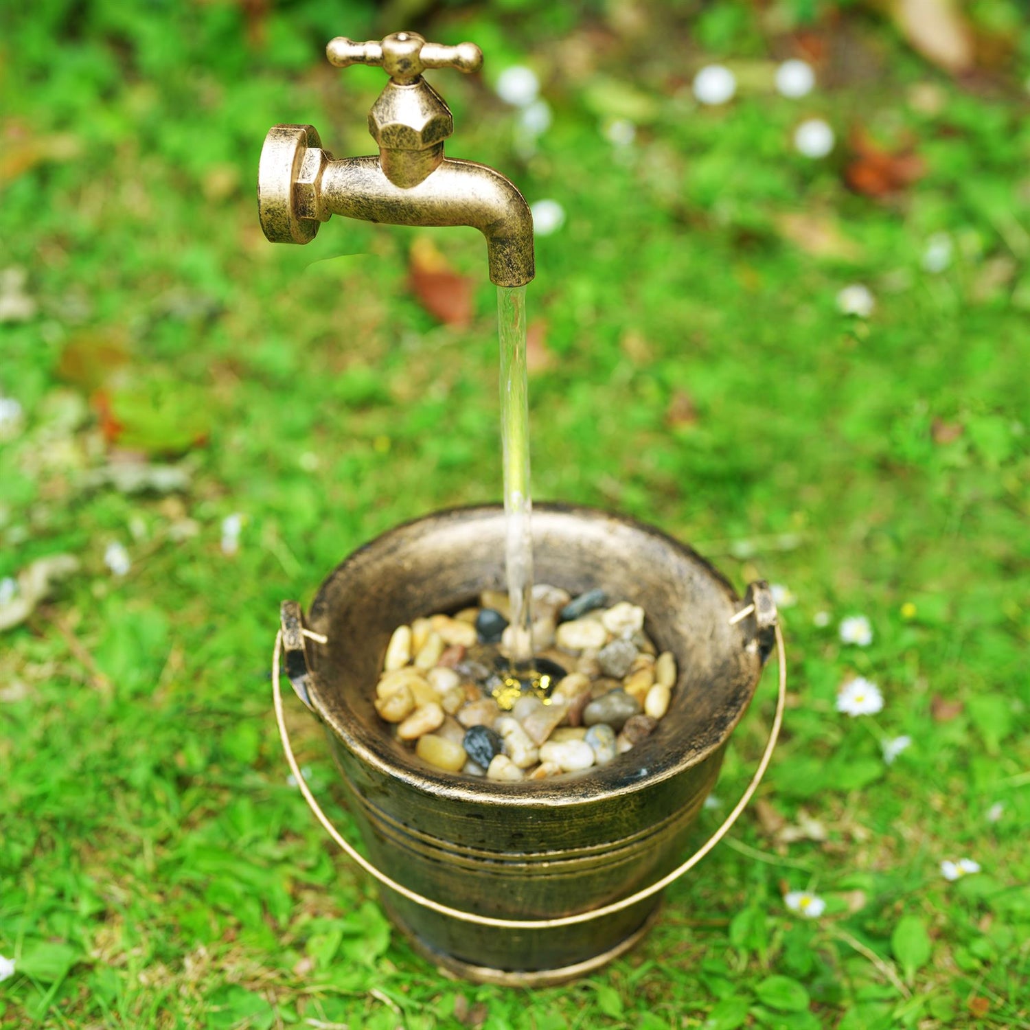 Tap Bucket Solar Water Feature Outdoor With LED by GEEZY - UKBuyZone