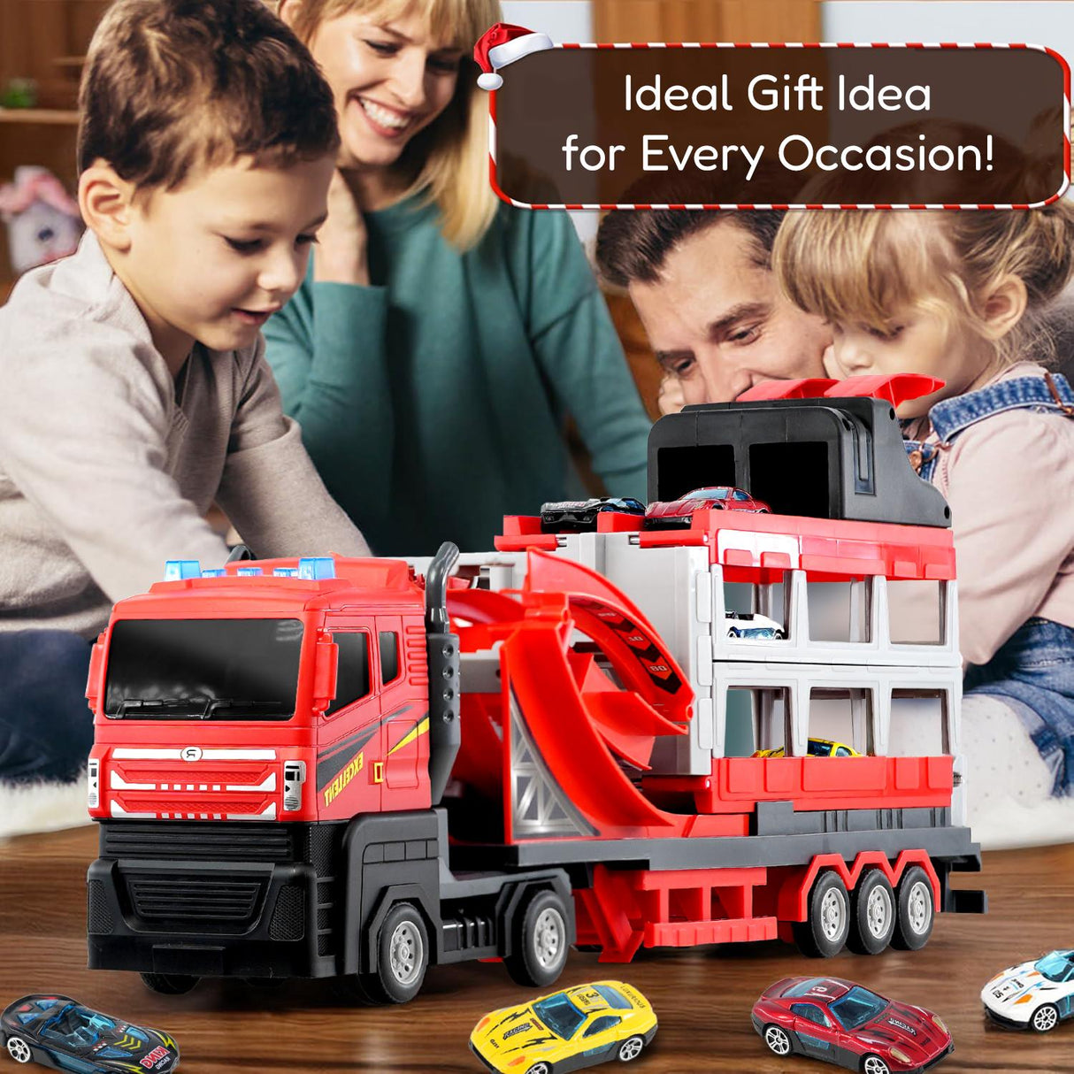 Transport Catapult Truck With Folding Race Track & 4 Cars by The Magic Toy Shop - UKBuyZone