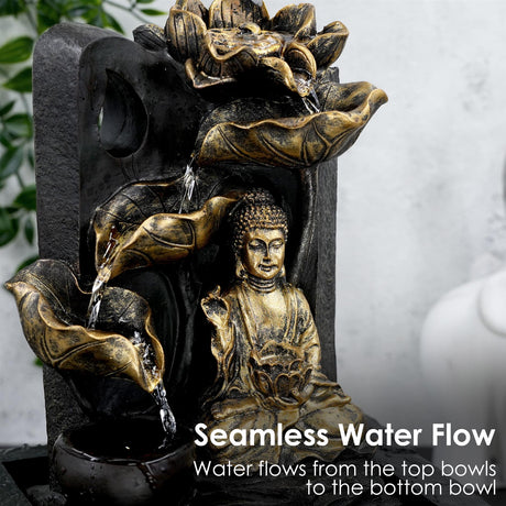 Buddha Water Feature Indoor With LED by GEEZY - UKBuyZone