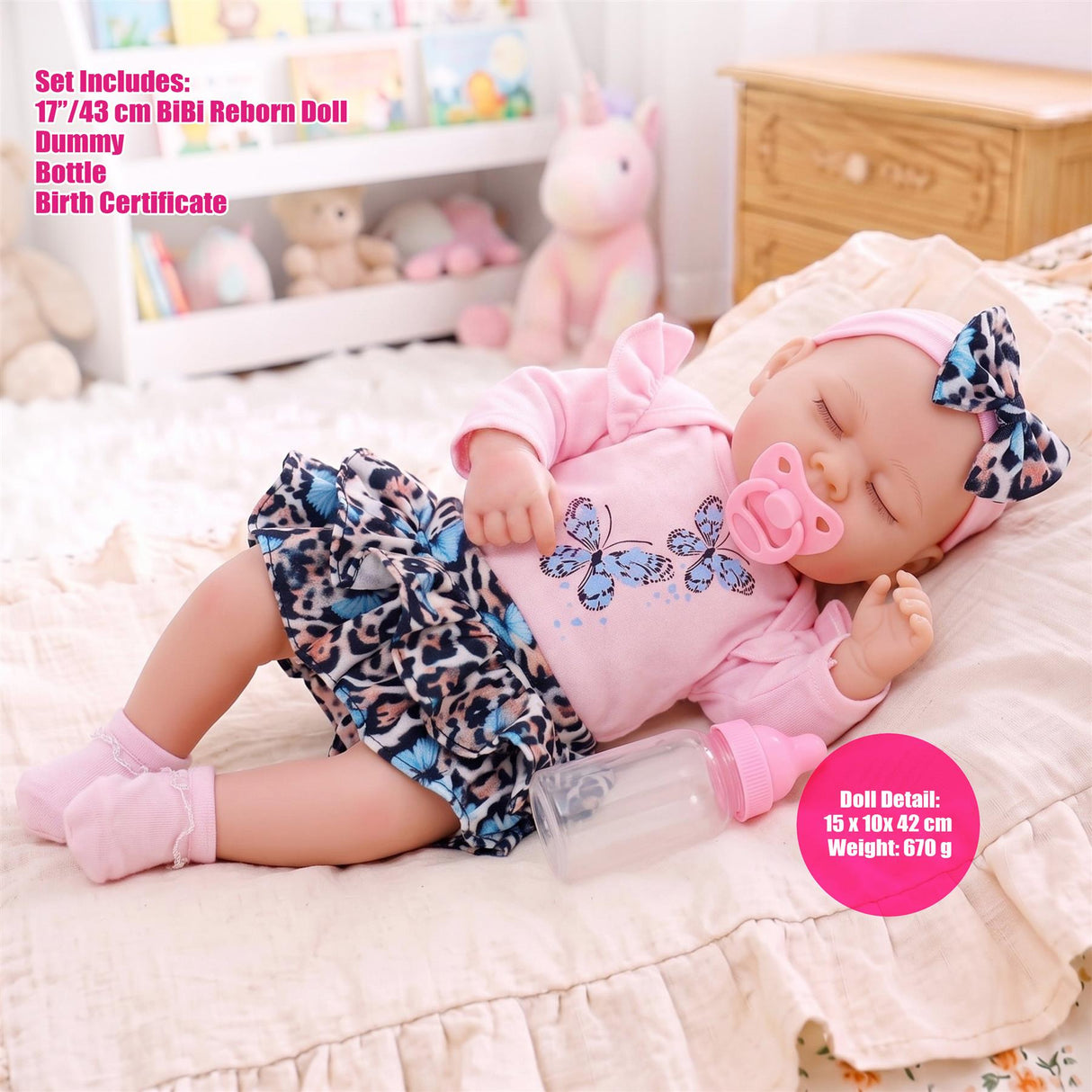 BiBi Reborn Doll Sleeping Girl "Bella" (43 cm / 17")
