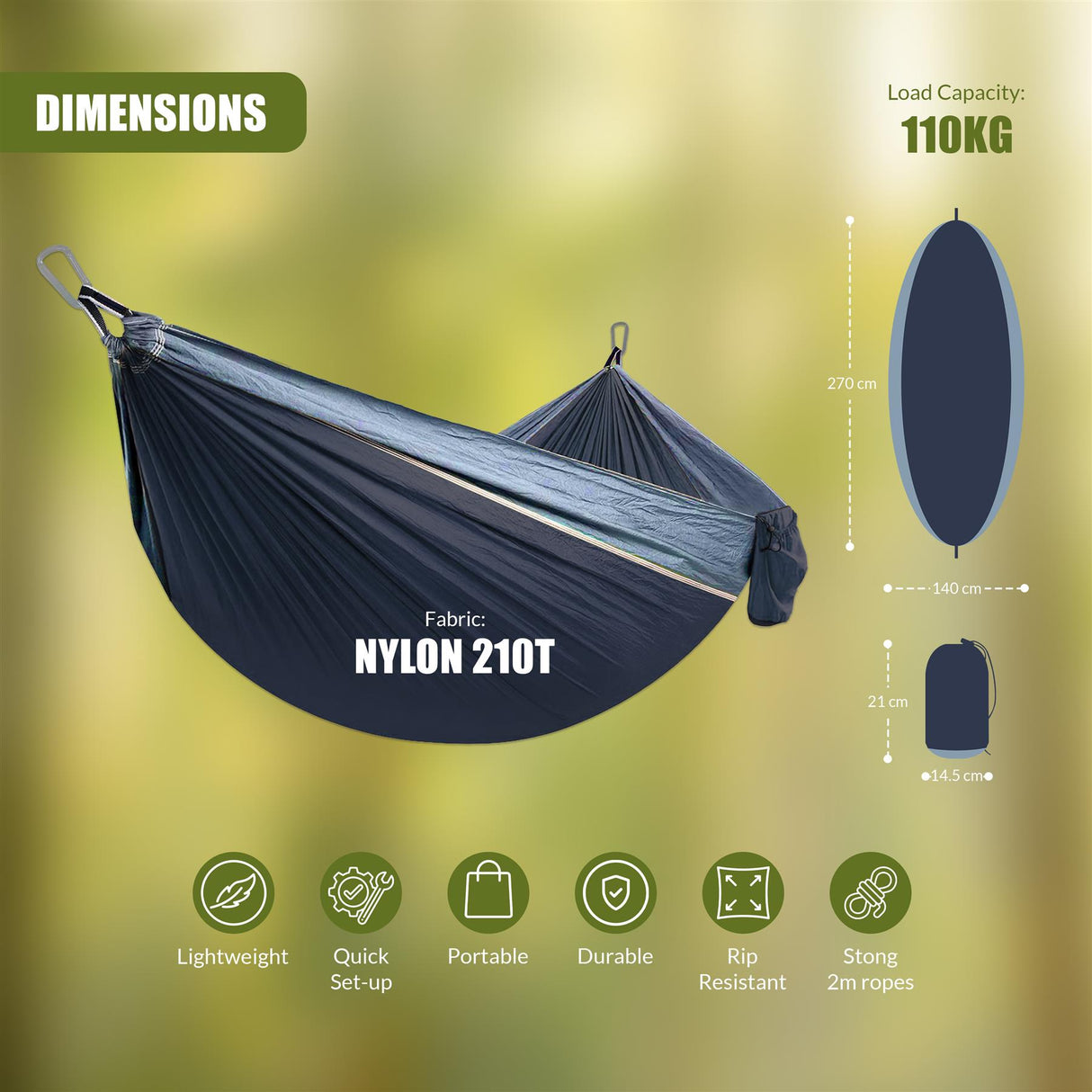 Travel Hammock with Carry Bag by GEEZY - UKBuyZone