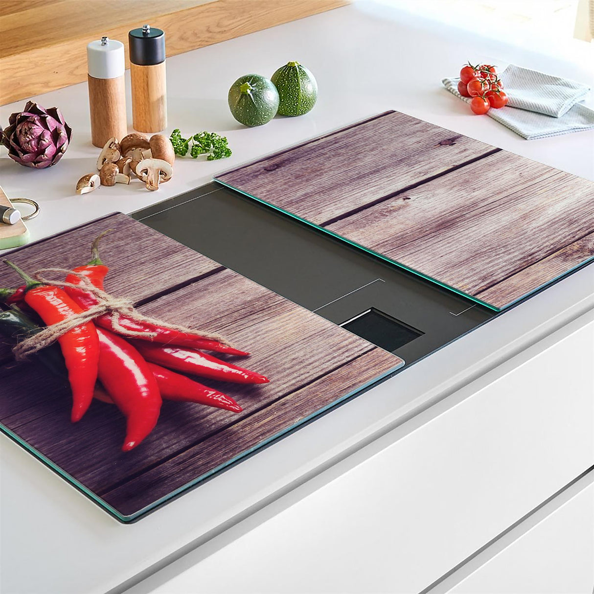 Glass Cutting Boards with Chili Pepper Design by Geezy - UKBuyZone