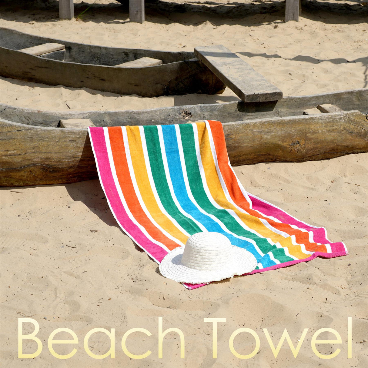 Velour Striped Beach Towel Tropical Burst by Geezy - UKBuyZone