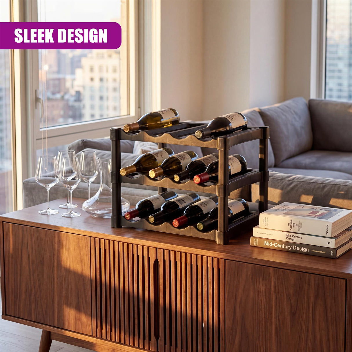 3 Tier Stackable 12 Bottle Wine Storage Rack