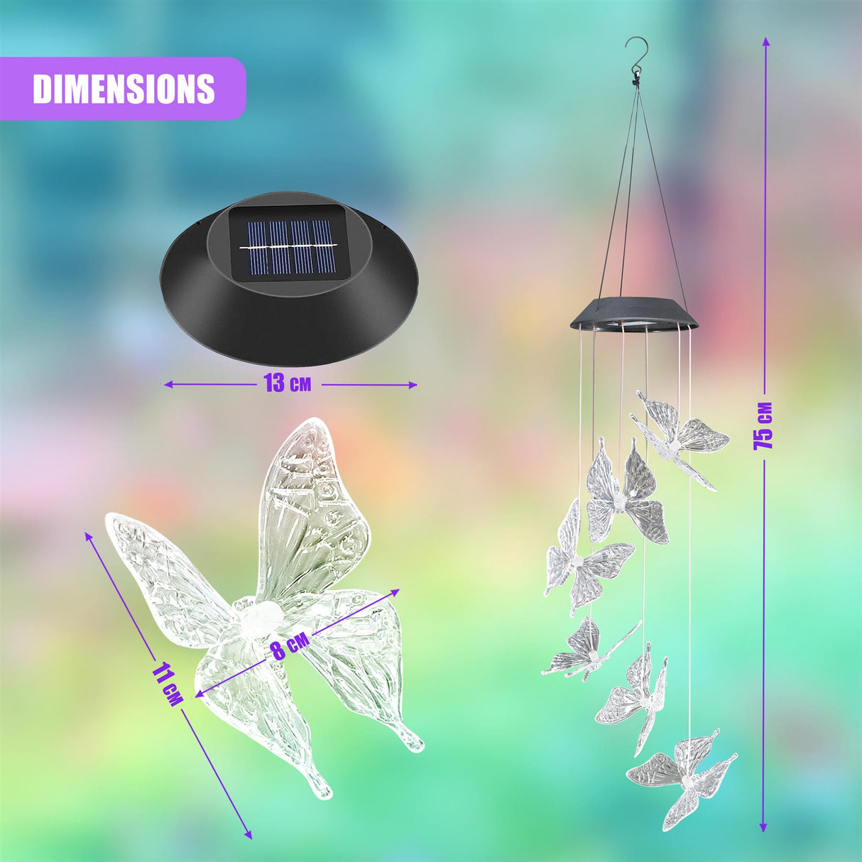 Solar Butterfly Wind Chimes LED by GEEZY - UKBuyZone