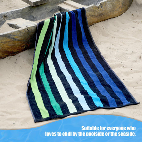 Velour Striped Beach Towel Blue Oasis by Geezy - UKBuyZone