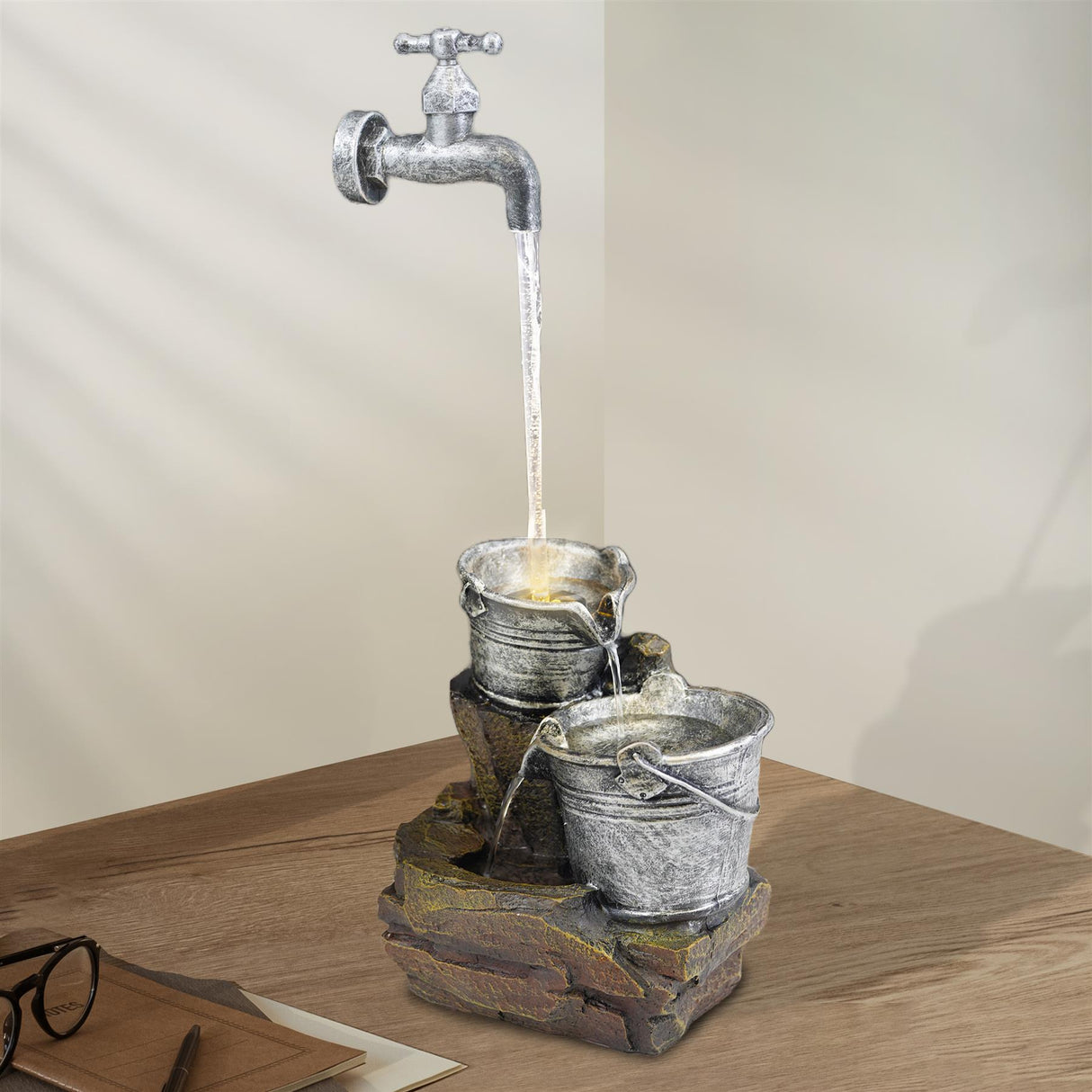 Tap Design Water Feature Outdoor With LED by GEEZY - UKBuyZone