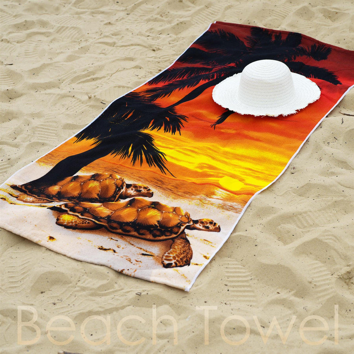 Sunset Tortoise Design Large Towel by Geezy - UKBuyZone