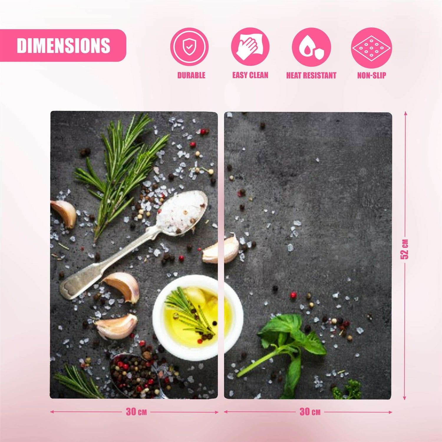 Glass Cutting Boards with Salt & Garlic Design by Geezy - UKBuyZone