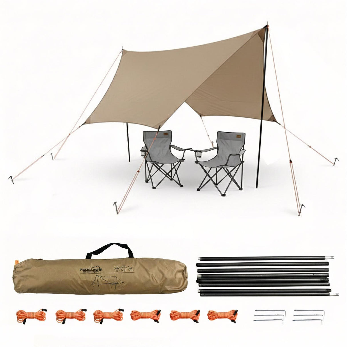 Camping Tarp Shelter Set with Poles