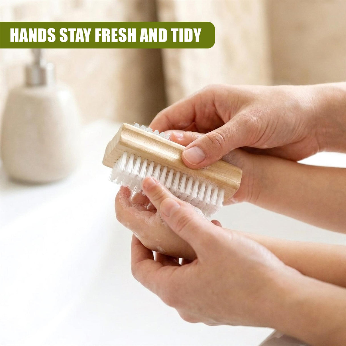 Wooden Double Sided Nail Brushes with Firm Bristles