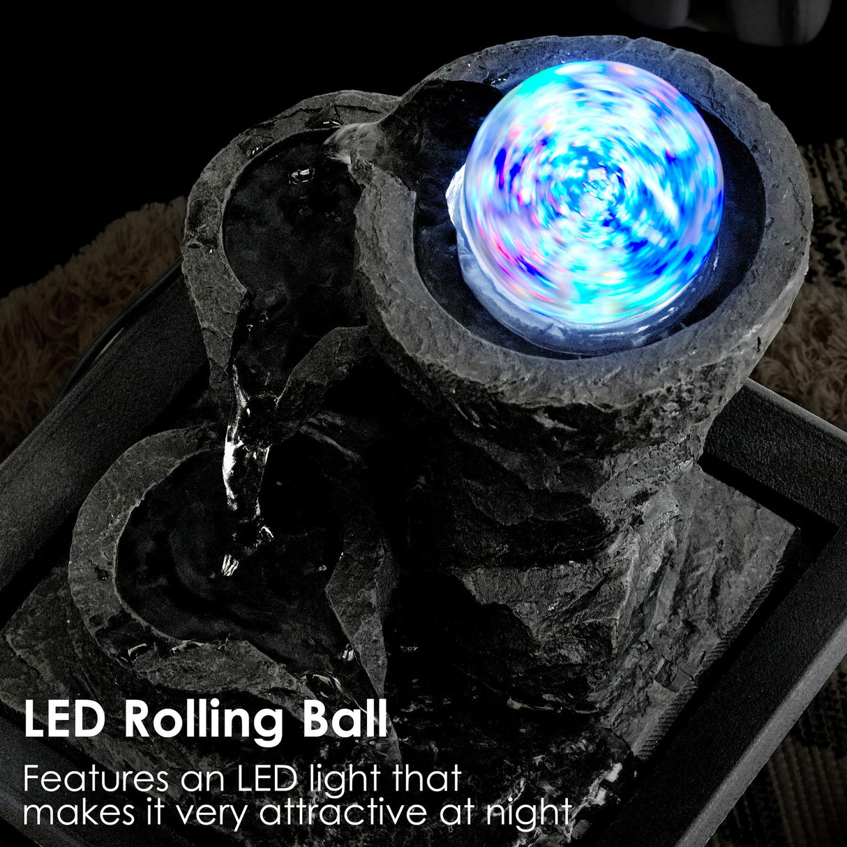 Crystal Ball Water Feature Indoor With LED by GEEZY - UKBuyZone