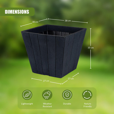 Large Flower Pot - Wooden Pattern by GEEZY - UKBuyZone
