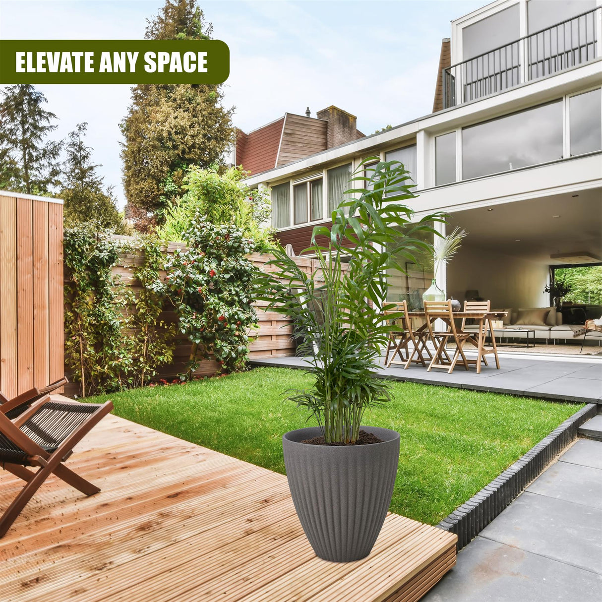 Large Grey Round Planter by GEEZY - UKBuyZone