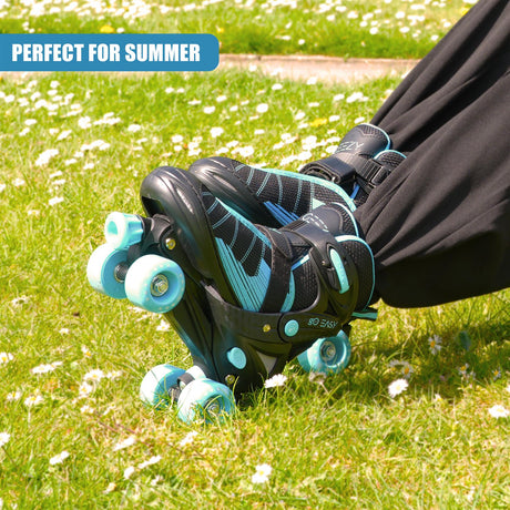 Adjustable Black & Blue Quad Roller Skates for Kids by The Magic Toy Shop - UKBuyZone