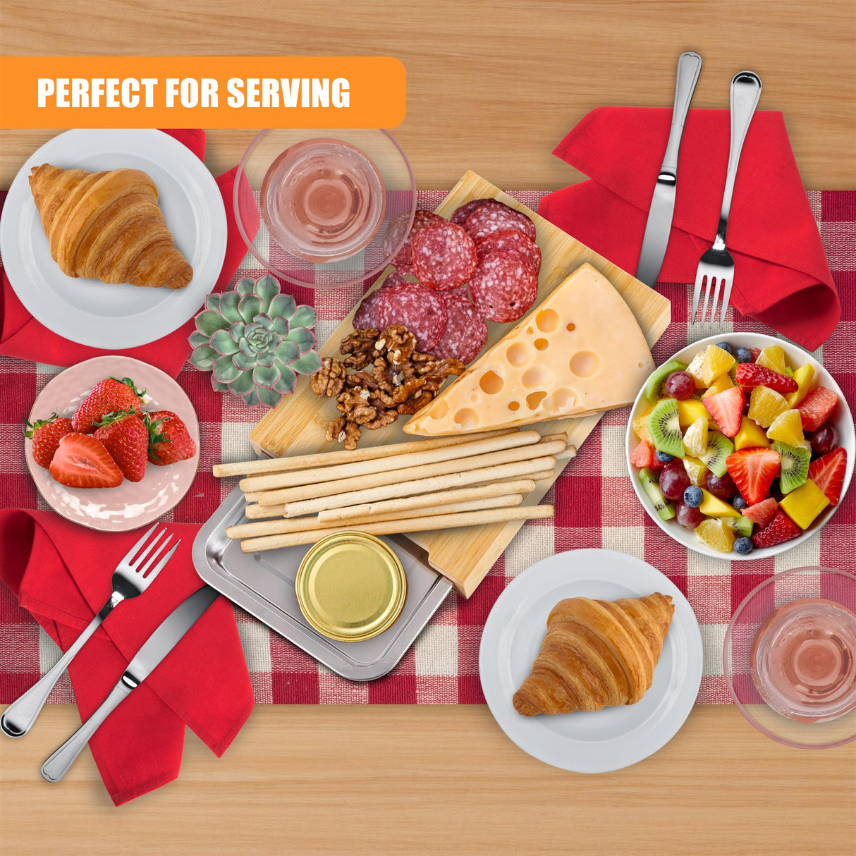 Bamboo Chopping Board with Stainless Steel Tray by GEEZY - UKBuyZone