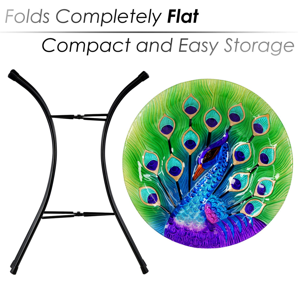 Garden Bird Bath Peacock Design Free Standing by GEEZY - UKBuyZone