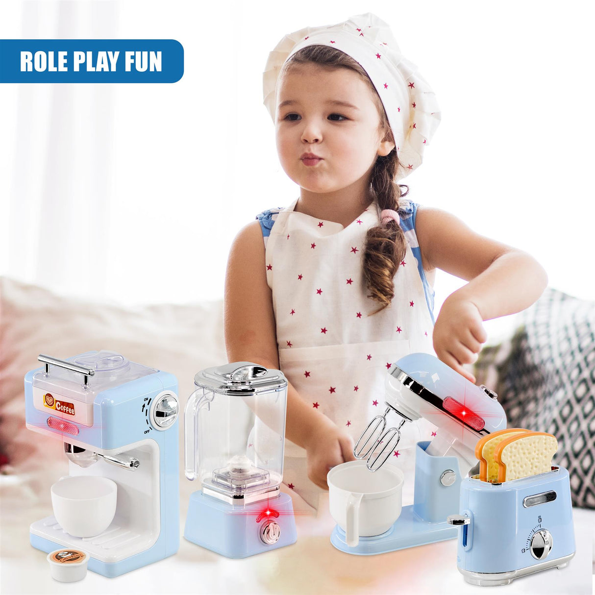 Kitchen Breakfast Pretend Play Toy 9 Pcs by The Magic Toy Shop - UKBuyZone