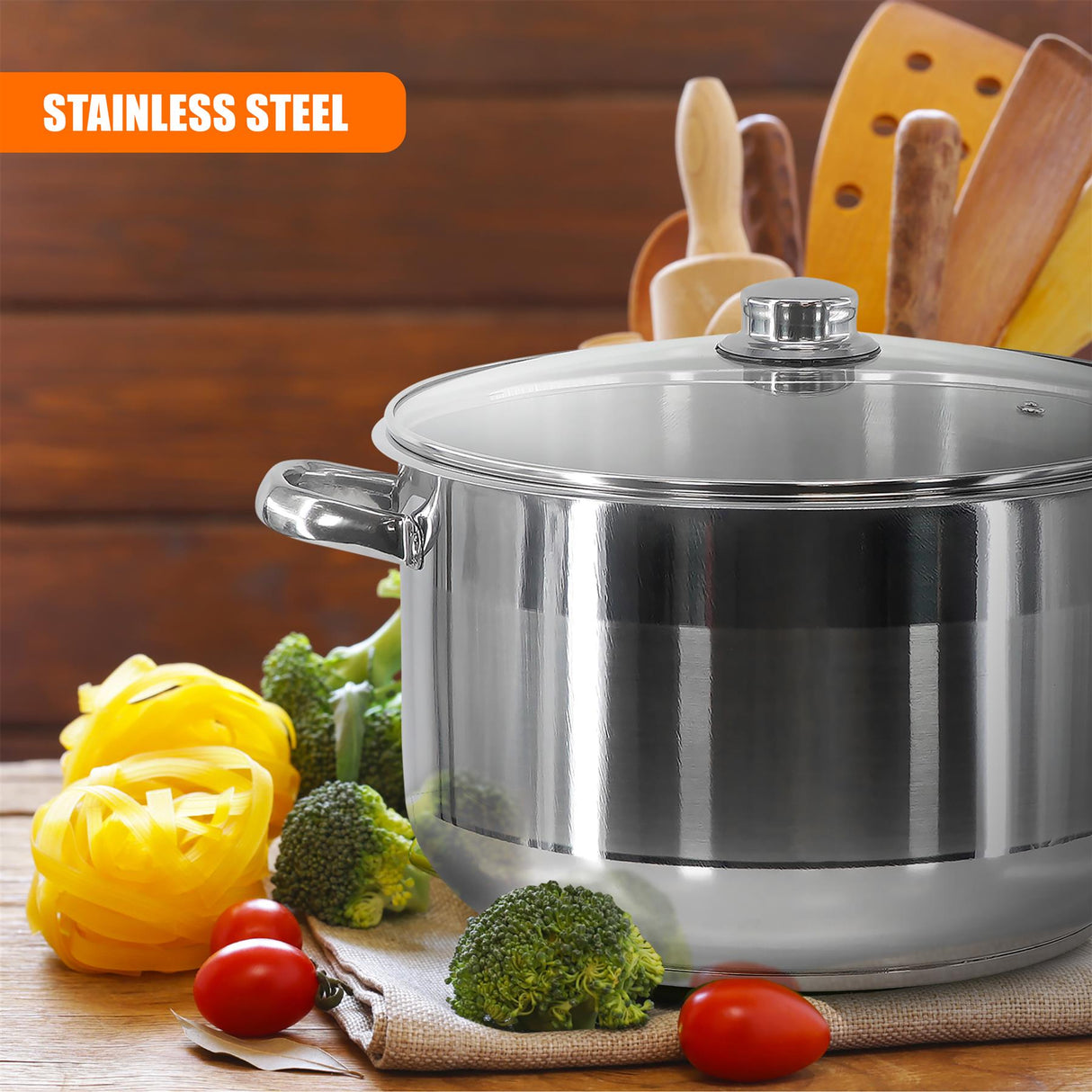 Stainless Steel Stock Pot with Lid - 8.5 L