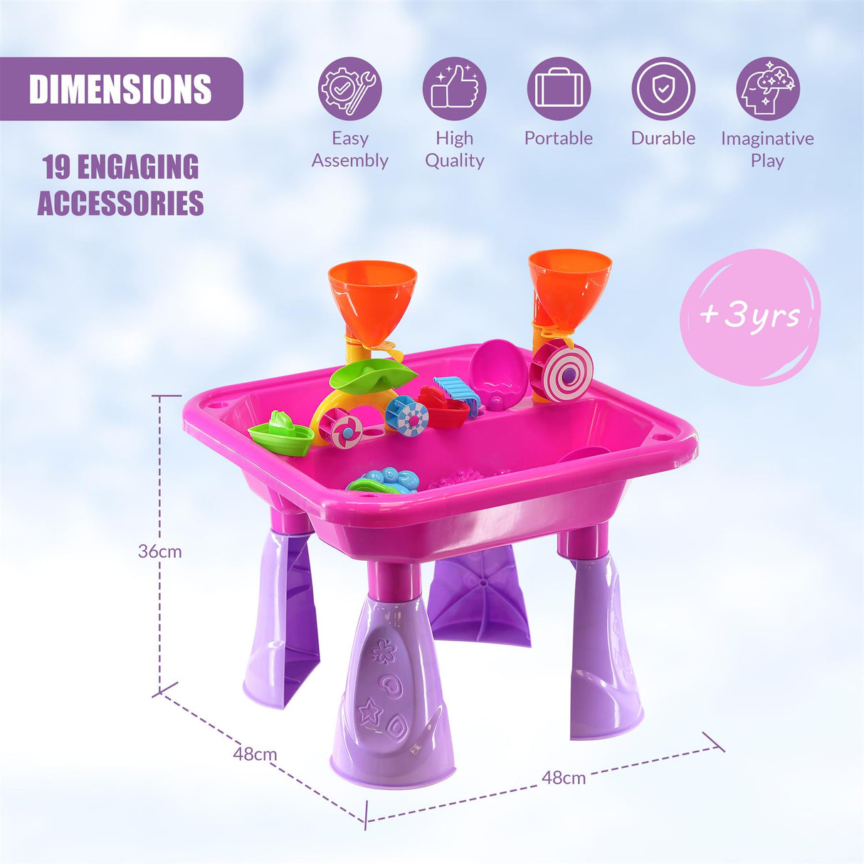 Pink Sand and Water Table Garden Sandpit Play Set by The Magic Toy Shop - UKBuyZone