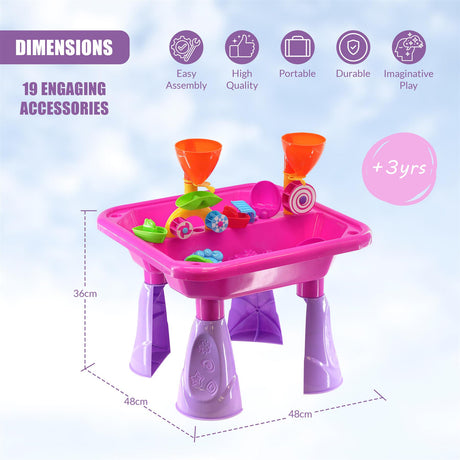 Pink Sand and Water Table Garden Sandpit Play Set by The Magic Toy Shop - UKBuyZone