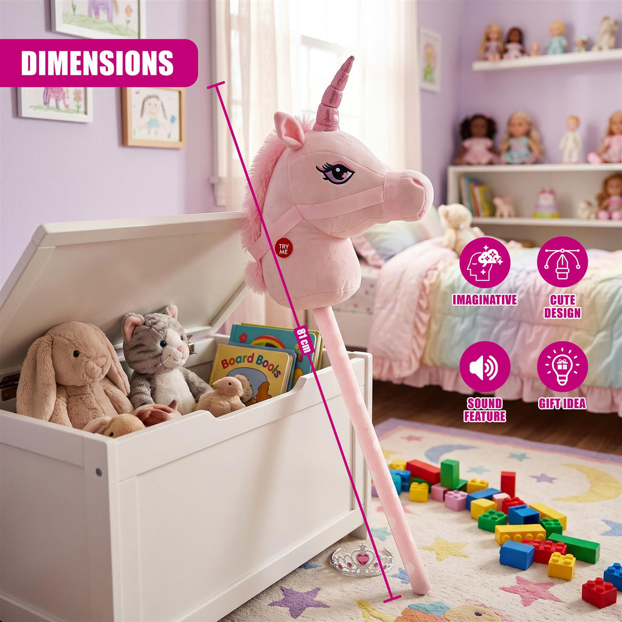 Unicorn Hobby Horse - Pink