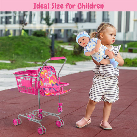 Kids Shopping Trolley with Removable Basket & Doll Seat by BiBi Doll - UKBuyZone