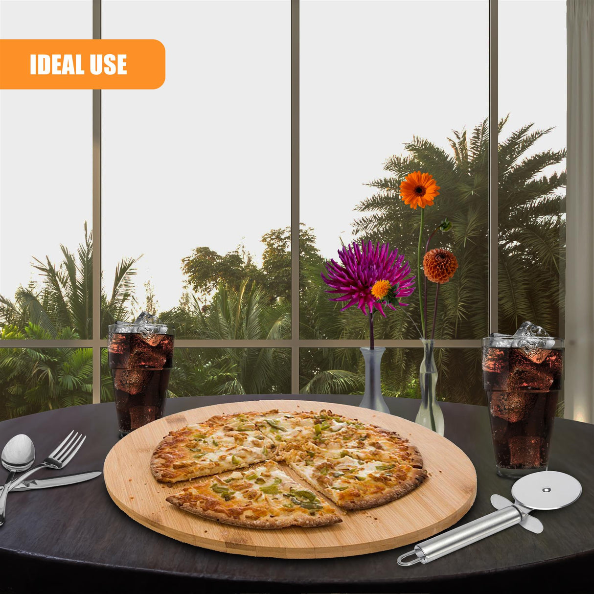 Bamboo Wooden Rotating Turntable 35cm by GEEZY - UKBuyZone