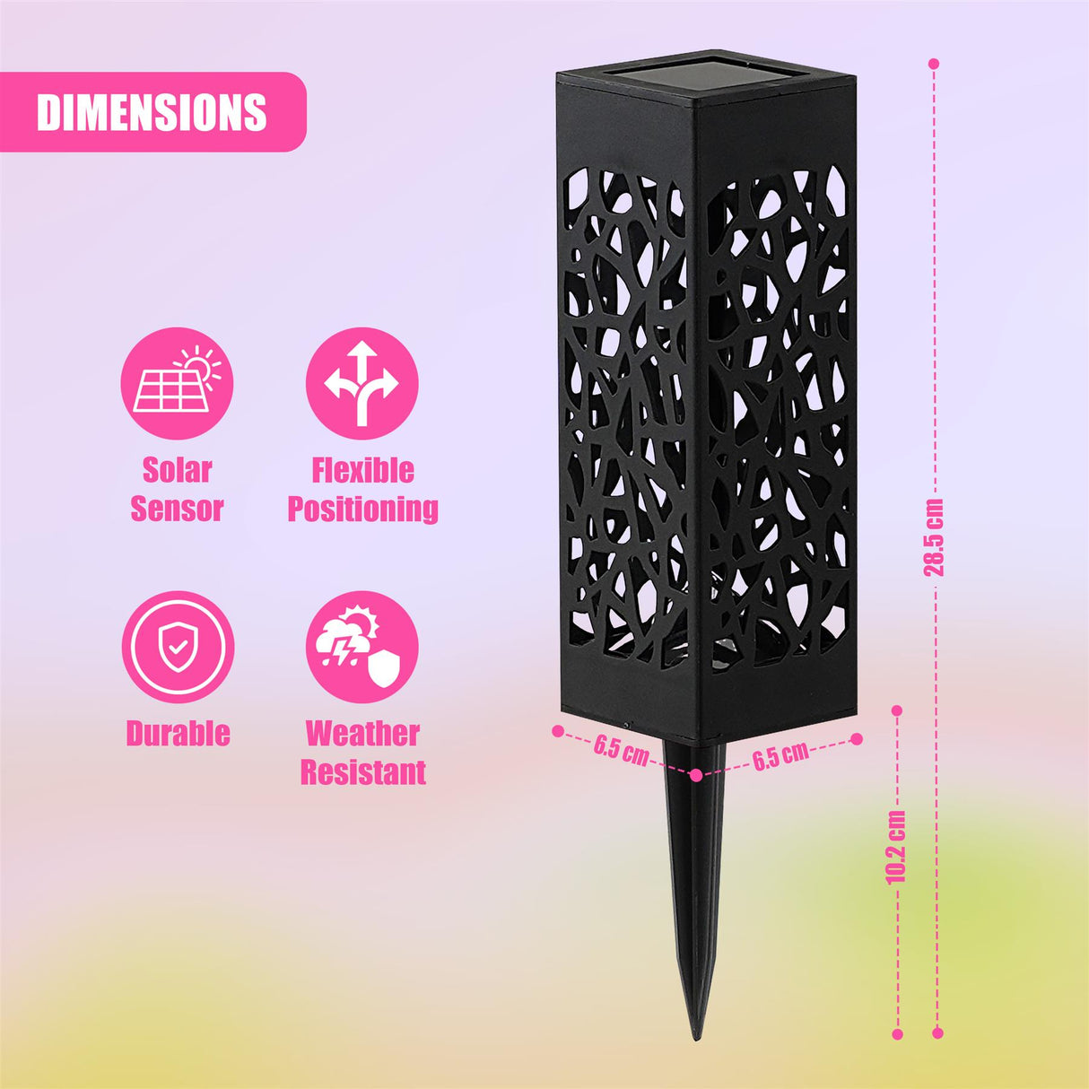 Solar Garden Pathway Stake Lights, Set of 3 – Warm White LED by GEEZY - UKBuyZone