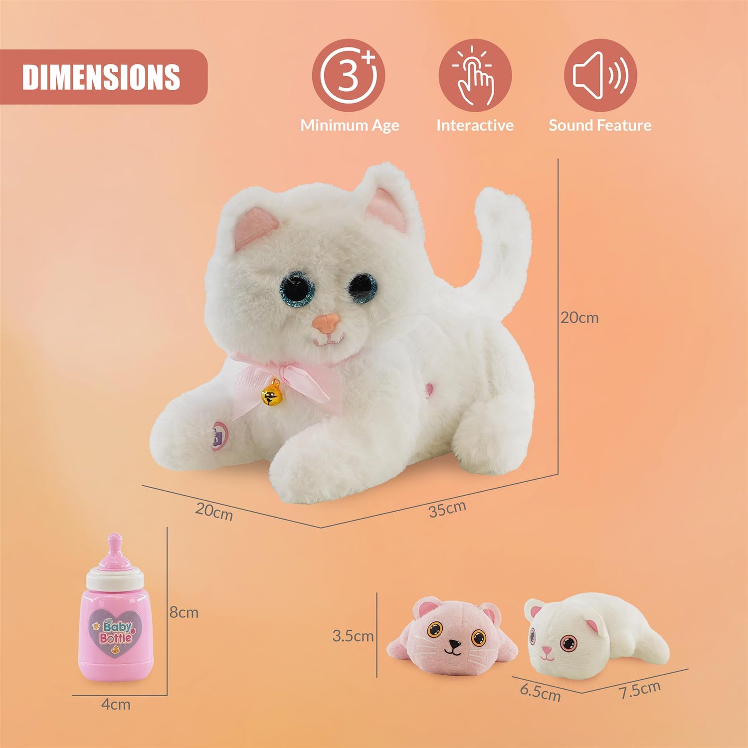 Interactive Plush Cat with 2 Kittens and Sounds by The Magic Toy Shop - UKBuyZone