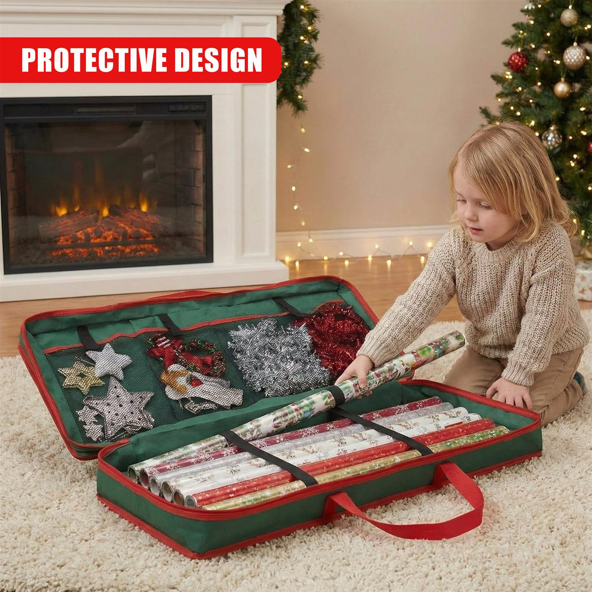 Christmas Wrapping Paper Storage Bag