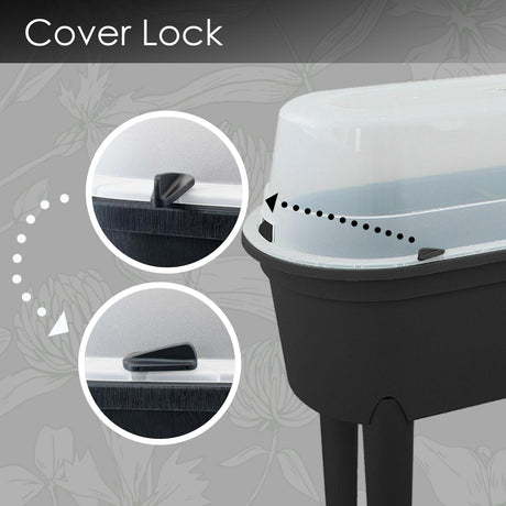 Black Raised Garden Bed Planter With Lid and Legs by Geezy - UKBuyZone