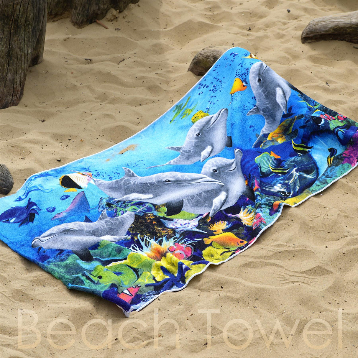 Dolphins Design Large Towel by GEEZY - UKBuyZone