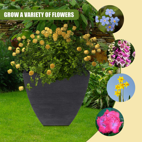 Large Flower Pot - Ribbed Pattern by GEEZY - UKBuyZone
