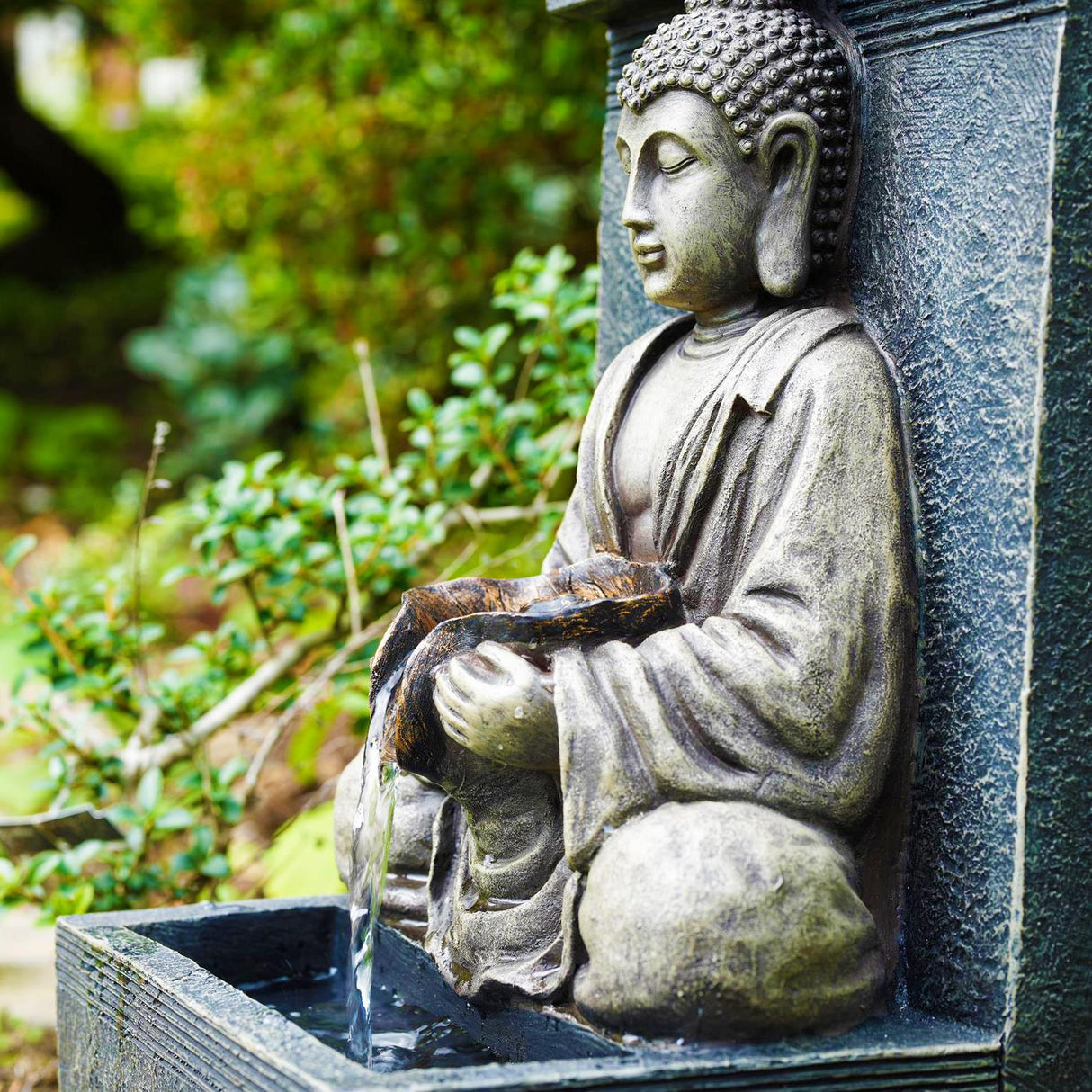 Solar Water Fountain Stone Buddha by GEEZY - UKBuyZone