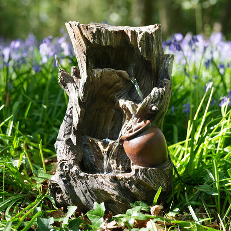 Tree Log Water Feature Outdoor With LED by GEEZY - UKBuyZone