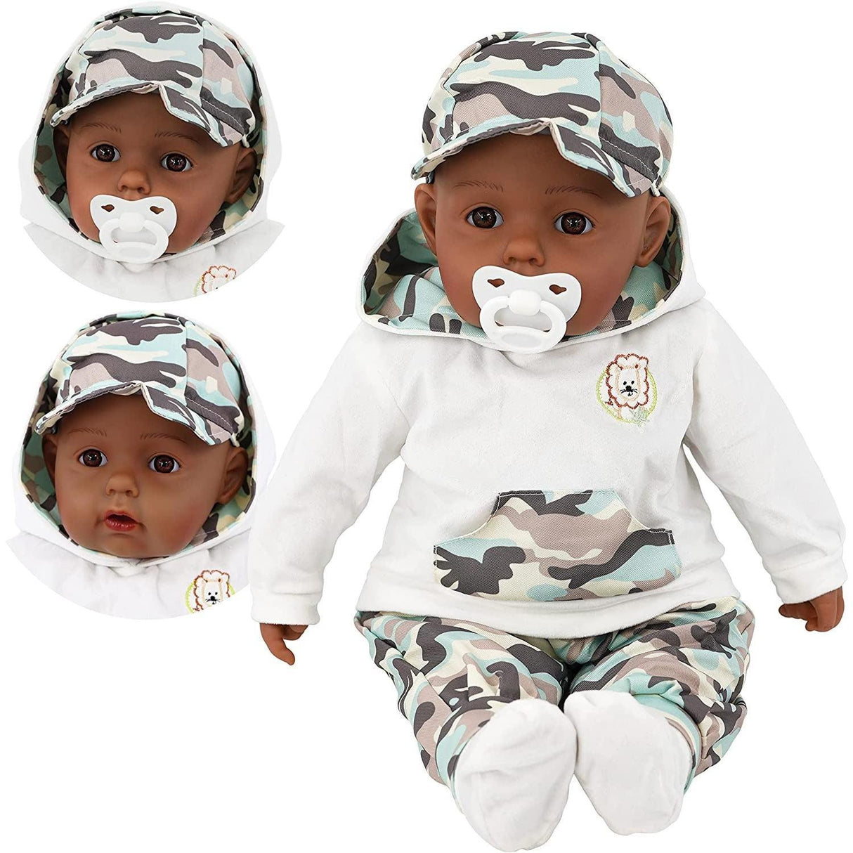 BiBi Black Baby Doll "Grean Pea" (Camo) (50 cm / 20") by BiBi Doll - UKBuyZone